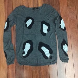 Gray leopard print sweater